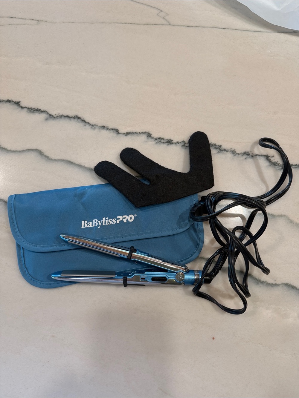BaByliss Blue Mini Hair & Beard Straightener with Heat Glove